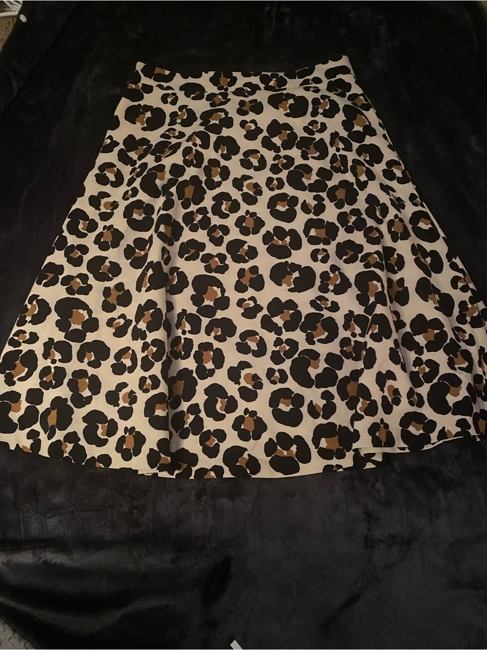 Ann Taylor Leopard Print Circle Skirt in Cream, Brown & Black